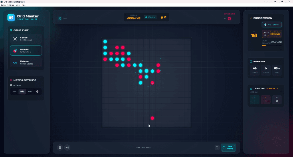 Grid Master Gomoku gameplay