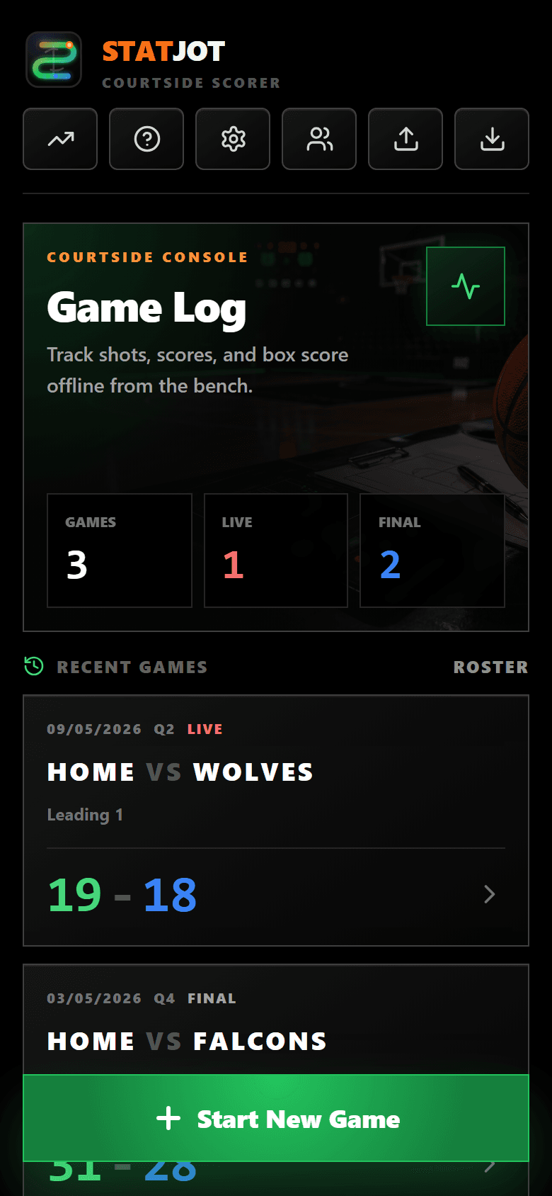 Statjot courtside console