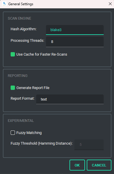 Duplicate File Finder Advanced Settings